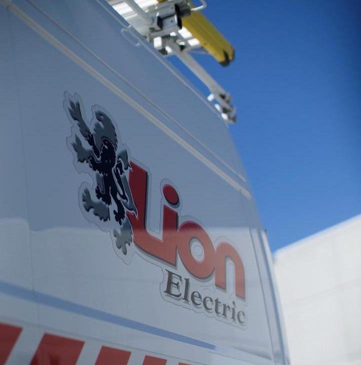 Lion Electric branded service vehicle for commercial work